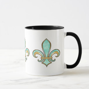 Caneca Flor de lis na cor sólida - Aqua de turquesa