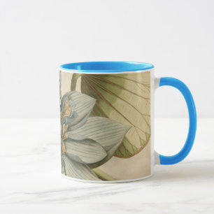 Caneca Flor de Lotus Azul no Fundo do Tom com Escrevendo