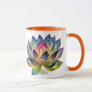Caneca Flor de Lótus Colorida em Vidro Pintado