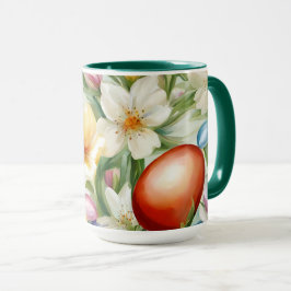 Caneca Flor de Maçã Gracioso, Tulipas e Ovos de Páscoa
