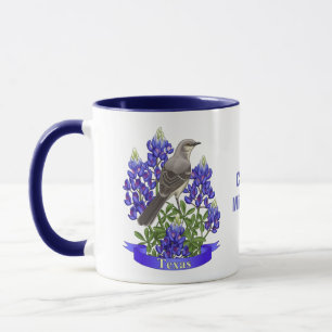 Caneca Flor de Mockingbird e Bluebonnet, estado do Texas