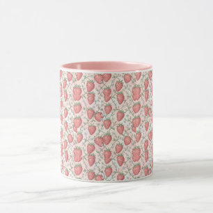 Caneca Flor de Morango Pastel