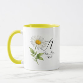Caneca Flor de Nascimento de Abril – Design de Monograma 