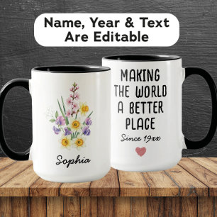 Caneca Flor de Nascimento Personalizada de Abril - Nome P