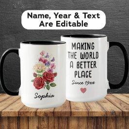 Caneca Flor de Nascimento Personalizada de Junho - Nome P