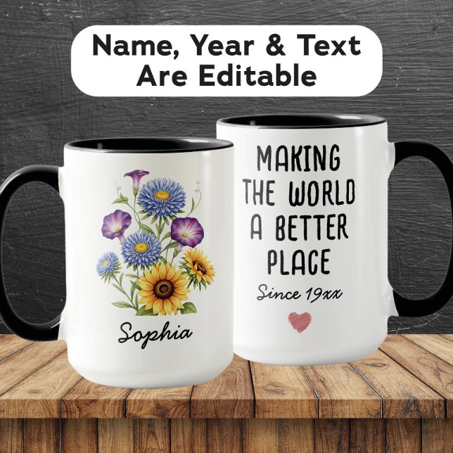 Caneca Flor de Nascimento Personalizada de Setembro - Nom (Criador carregado)