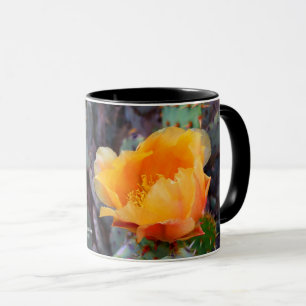 Caneca Flor de Pear Laranja Picante Flor de Cactus