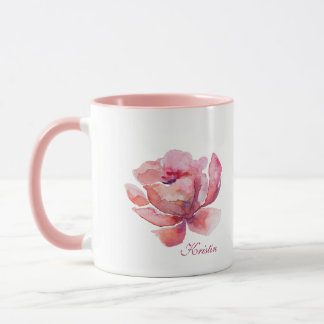 Caneca Flor de Rosa Aquarela Desenhada à Mão