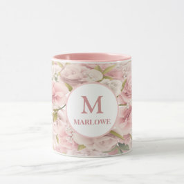 Caneca Flor de rosa romântico chic elegante