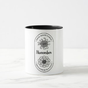 Caneca Flor do Mês de Nascimento Novembro Crisântemo