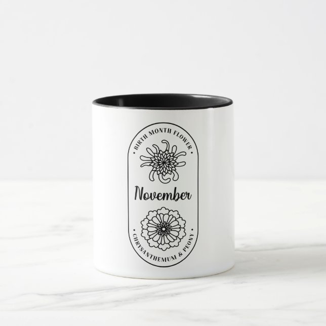 Caneca Flor do Mês de Nascimento Novembro Crisântemo (Centro)