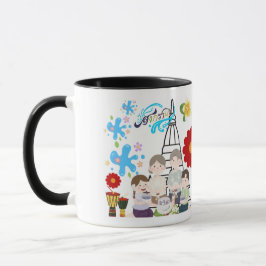 Caneca Flor esplêndida perfumada preta & branca