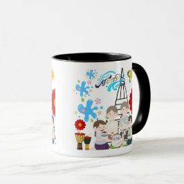 Caneca Flor esplêndida perfumada preta & branca