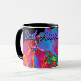 Caneca Flor floral cor azul-rosa púrpura, cor-de-rosa ver