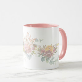 Caneca Flor floral rosa simples e moderna, cor rosa, para