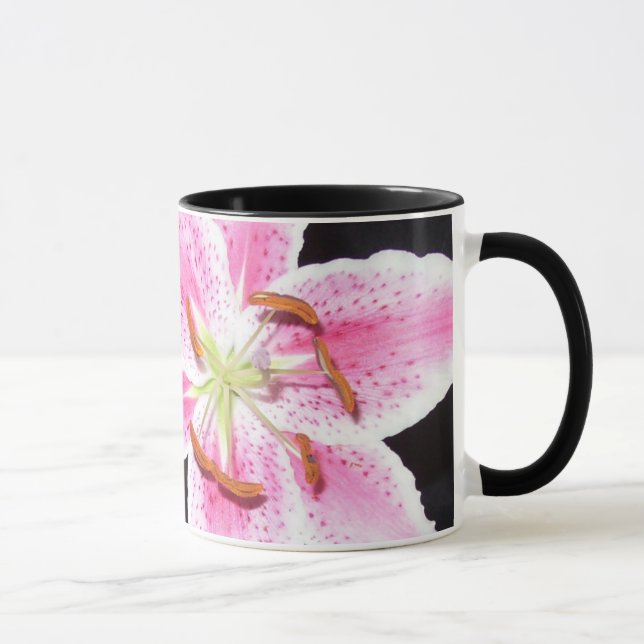 Caneca Flor Lily Rosa em Preto (Direita)