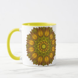 Caneca Flor Mandala com tons brilhantes de amarelo