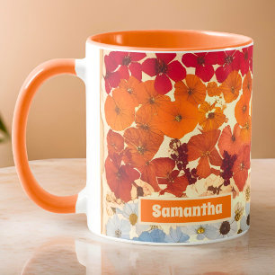 Caneca Flor Ombre Personalizada de Flores Prensadas Vinta