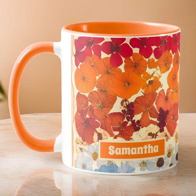 Caneca Flor Ombre Personalizada de Flores Prensadas Vinta (Criador carregado)