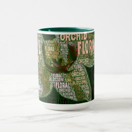 Caneca Flor Orquídea Sobre Nuvem Verde