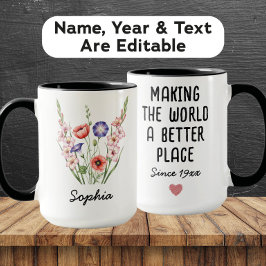 Caneca Flor Personalizada de Nascimento de Agosto - Nome 