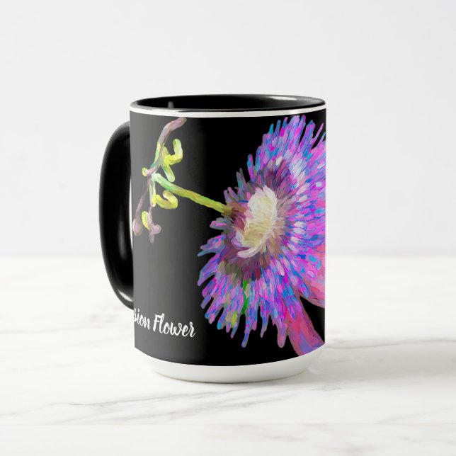 Caneca Flor Pintado Púrpura (Frente Esquerda)