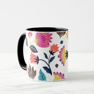 Caneca Flor Preta e Rosa E Xarope De Café