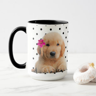 Caneca Flor rosa Personalizada para Retriever de Ouro Can