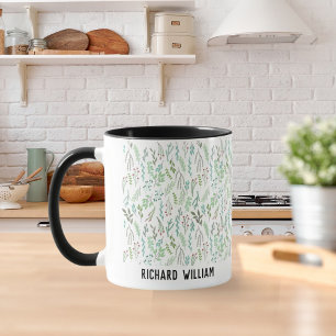 Caneca Flor Silvestre Mínima Natalino Café Preto Elegante