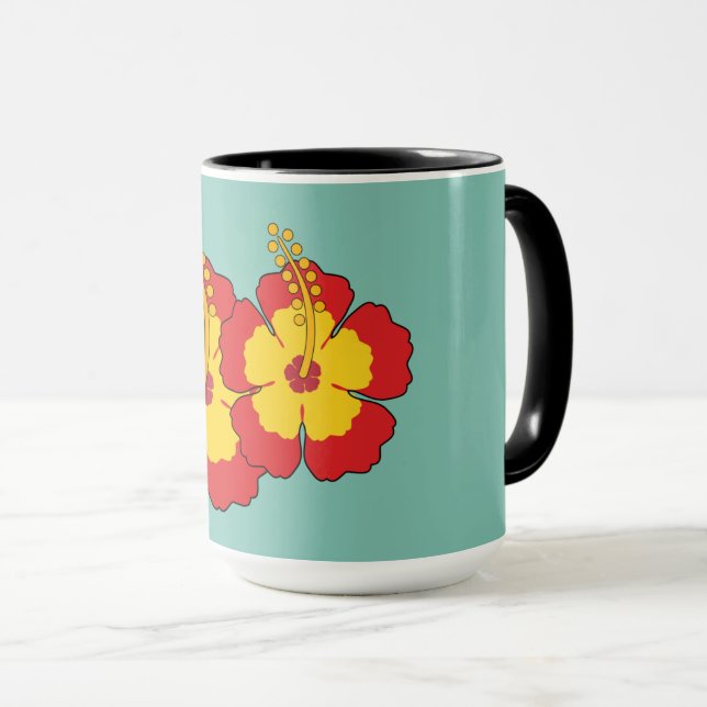 Caneca Flor Tropical de Red Hibiscus (Frente Esquerda)