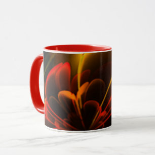 Caneca Flor Vermelho Laranja Estilizado Metade Corolla