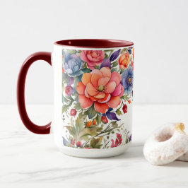 Caneca Florais em Aquarela Serenos PD Duas-Tons