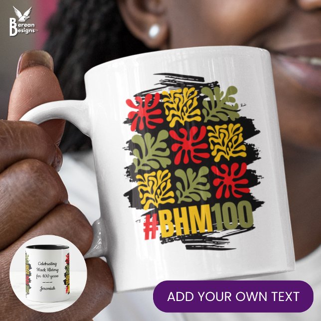 Caneca Floral Abstrato 100 Centenário Mês da História Neg (Colorful Matisse-inspired ABSTRACT FLORAL souvenir mug to celebrate Black History Month Centennial. )