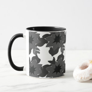 Caneca Floral Abstrato Preto Cinza