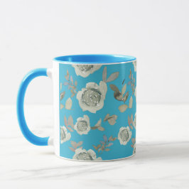Caneca Floral Azul Claro
