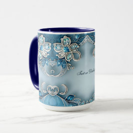 Caneca Floral Azul Ornamentada