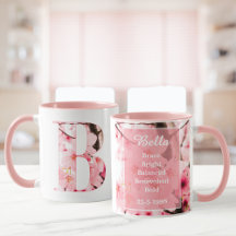 Floral B Initial Mug | Personalized Name & Traits