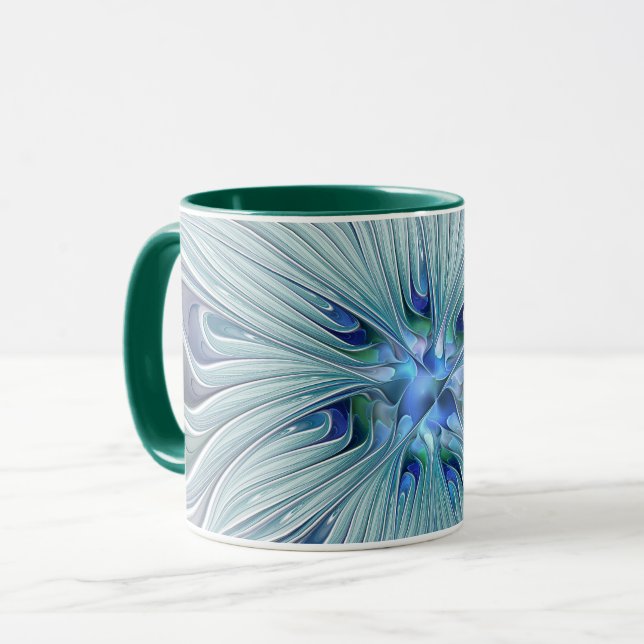 Caneca Floral Beauty Abstrato Modern Blue Pastel Flower (Frente Esquerda)