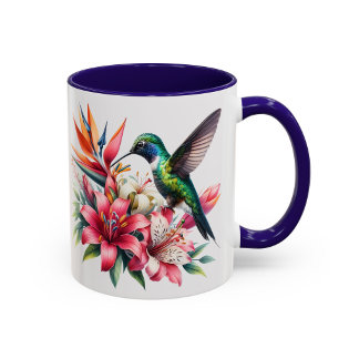 Caneca Floral Beija-flor Presente para Amantes de 