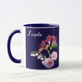 Caneca Floral Blue Mug w/Name