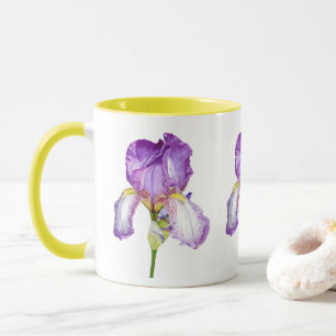 Caneca floral botânica da arte da íris roxa da