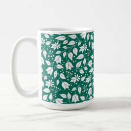 Caneca Floral Branca e Esmeralda