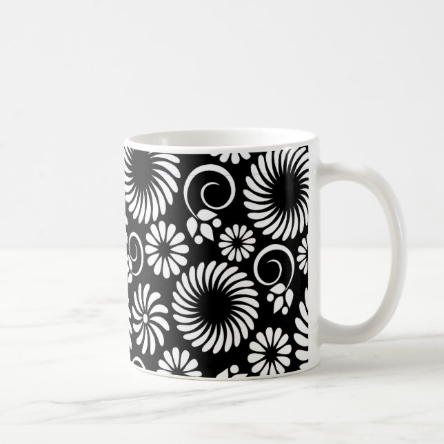 caneca floral branca e preta (Direita)