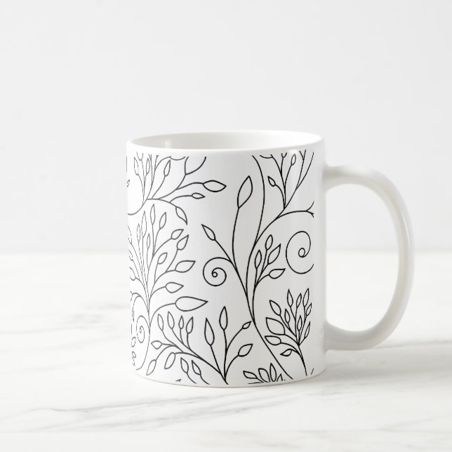 Caneca floral branca e preta (Direita)
