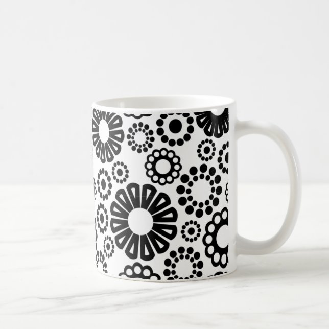 Caneca floral branca e preta (Direita)