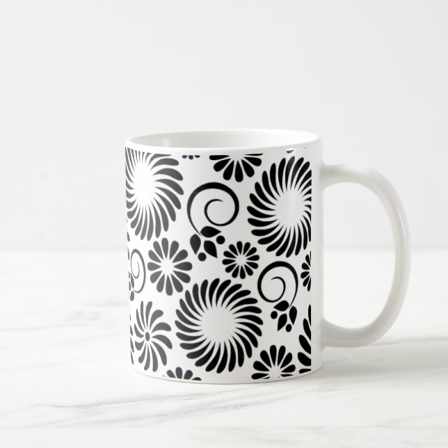 caneca floral branca e preta (Direita)