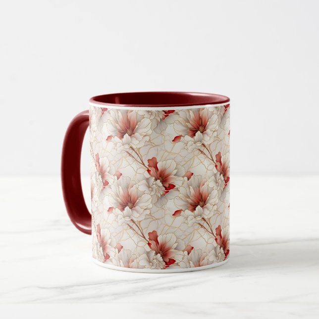 Caneca Floral Branco Belo (Frente Esquerda)