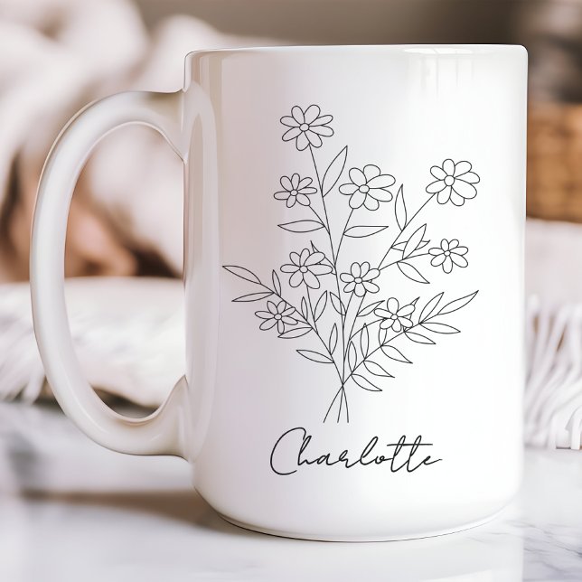 Caneca floral, Caneca personalizada com nome, Dia  (personalized name mug, Mother’s Day mug, gift for mom, gift for new mom, birthday gift mug, mom gift)