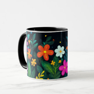 Caneca Floral Colorido, Folclore Vibrante e Brilhante Bon