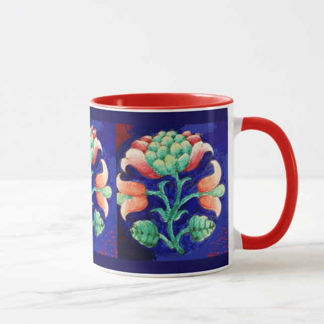 Caneca FLORAL, cor-de-rosa azul (Direita)